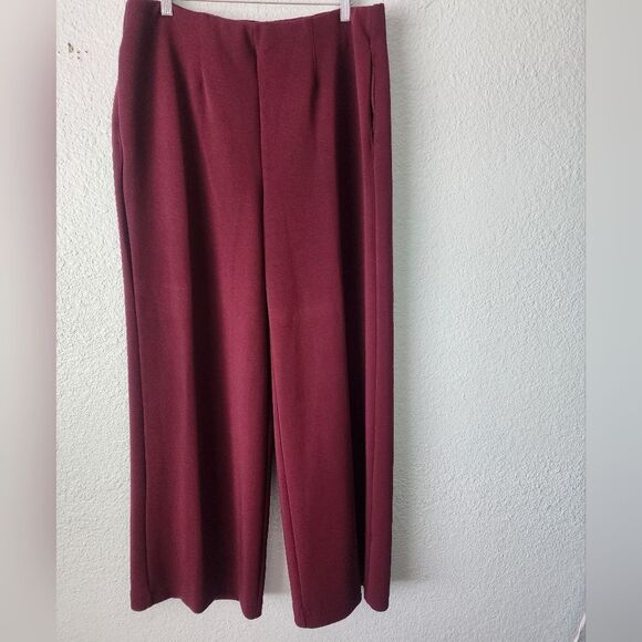 Lane Bryant Burgundy Wide Leg High Rise Pants New Without Tags - Picture 1 of 11